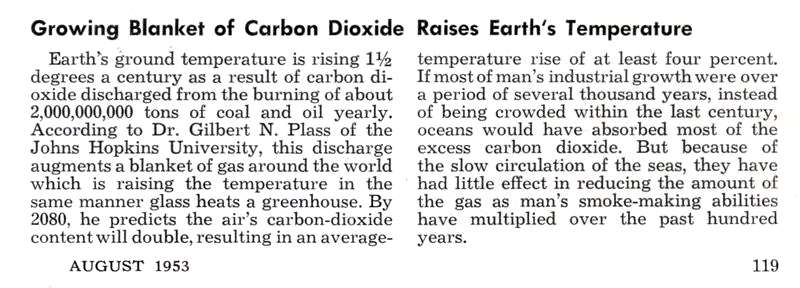 Popular Mechanics, August 1953. Global warming alert.